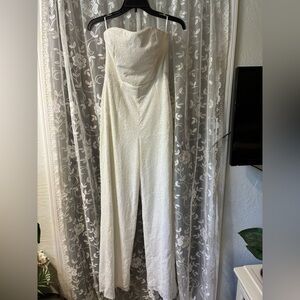 Lulu's Cream Strapless Jumpsuit